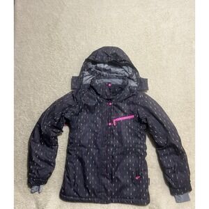 Firefly Fairy Insulated Snowboard Ski Jacket Girls Large Polka Dot Hooded Pocket